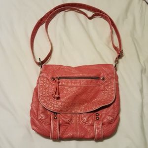 Sparrow True Pink Distressed Buckle Handbag